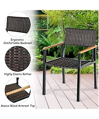 Sugift Patented 7 Pieces Outdoor Dining Set with Large Acacia Wood Table Top