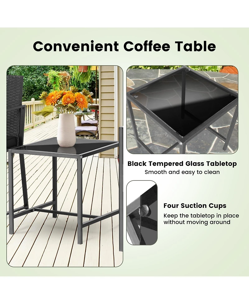 Sugift 3 Pieces Modern Heavy Duty Patio Furniture Set with Coffee Table