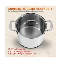 NutriChef Stainless Steel Cookware Stockpot - Quart, Heavy Duty Induction Pot