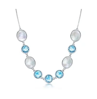 Simona Sterling Silver Round Mop & Blue Topaz Necklace