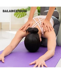 BalanceFrom Fitness 1" Extra Thick Yoga Mat w/Knee Pad & Carrying Strap, Purple