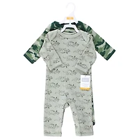 Hudson Baby Boys Thermal Coveralls 2pk, Football, 18-24 Months