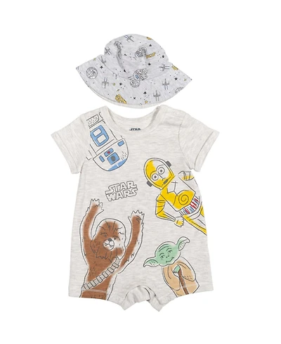 Star Wars Baby Boys The Mandalorian Romper and Bucket Sun Hat