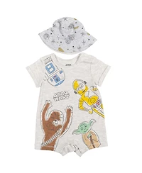 Star Wars Baby Boys The Mandalorian Romper and Bucket Sun Hat