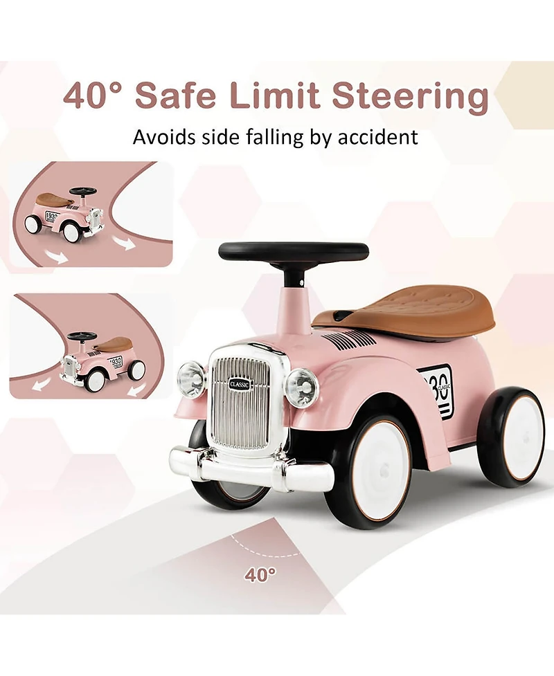 Gymax Retro Kids Ride-on Toy Kids Sit to Stand Vehicle with Working Steering Wheel White