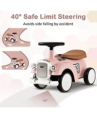 Gymax Retro Kids Ride-on Toy Kids Sit to Stand Vehicle with Working Steering Wheel White