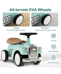 Gymax Retro Kids Ride-on Toy Sit to Stand Vehicle with Working Steering Wheel White