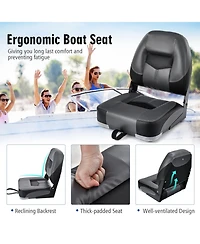 Sugift Set of 2 Folding Low Back Fishing Boat Seats with Stainless Steel Screws