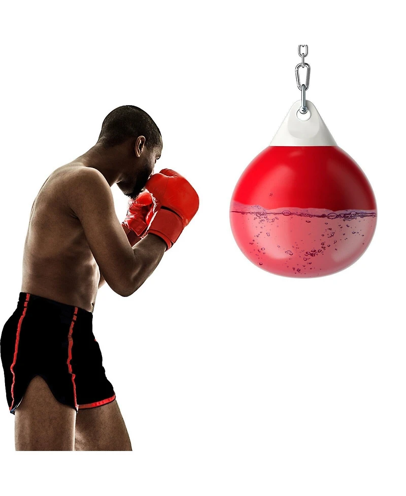 18 Inch 110 Pound Heavy Punching Water Aqua Bag with Adjustable Metal Chain-Red