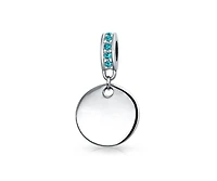 Bling Jewelry .925 Sterling Silver Yellow Topaz Crystal Accent Bale Circle Disc Shape Dangle Charm Bead