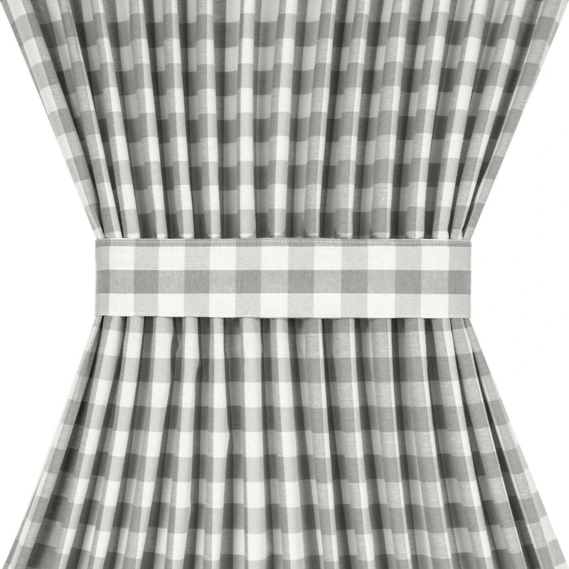 Kate Aurora Plaid Country Farmhouse French Door Curtain Panel With Matching Tieback