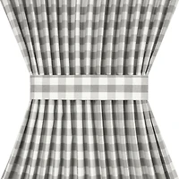 Kate Aurora Plaid Country Farmhouse French Door Curtain Panel With Matching Tieback