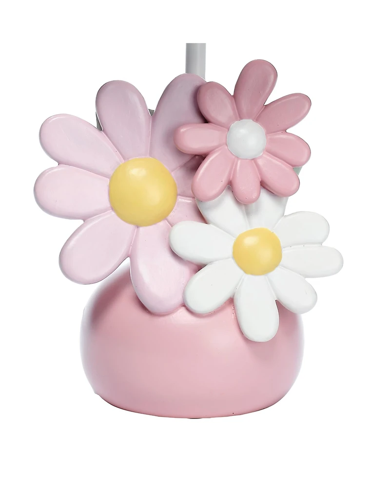 Lambs & Ivy Daisy Dreams Hand-Painted Pink Floral Lamp w/ Shade and Led Bulb