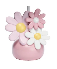 Lambs & Ivy Daisy Dreams Hand-Painted Pink Floral Lamp w/ Shade and Led Bulb