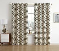 Kate Aurora Chic Living 100% Max Blackout Trellis Clover Thermal Curtains - 52 in. W x 63 L, White