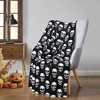 Kate Aurora Oversized Halloween Spooky Skeleton Skulls Plush Fleece Throw Accent Blanket - 50 in. W x 70 in. L