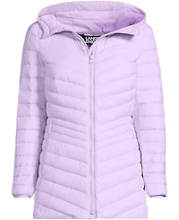 Lands' End Plus Wanderweight Packable Down Hooded Long Jacket