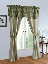 Kate Aurora 5 Piece Sheer Curtain & Valance Set - 52 in. W x 84 L, Brown