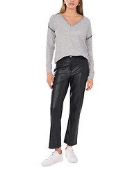 Vince Camuto Women's Whip-Stitch Trim V-Neck Sweater