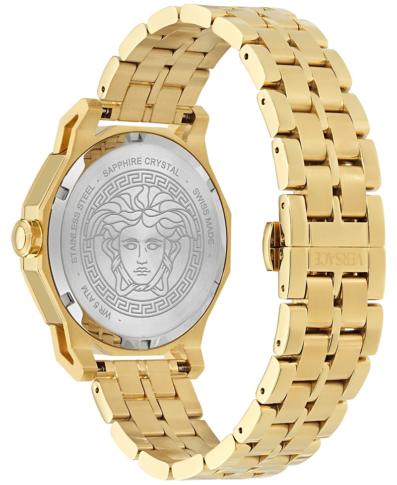 Versace Men's Swiss Gold Ion Plated Stainless Steel Bracelet Watch 43mm