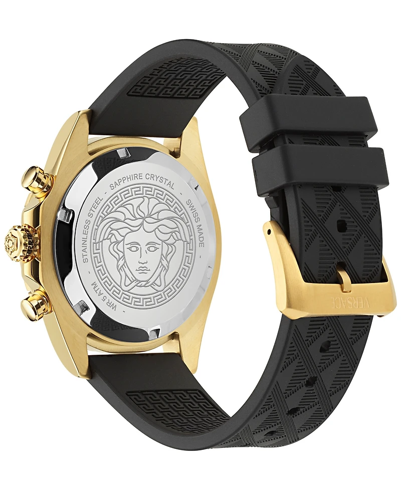 Versace Men's Swiss Chronograph Black Polyurethane Strap Watch 44mm