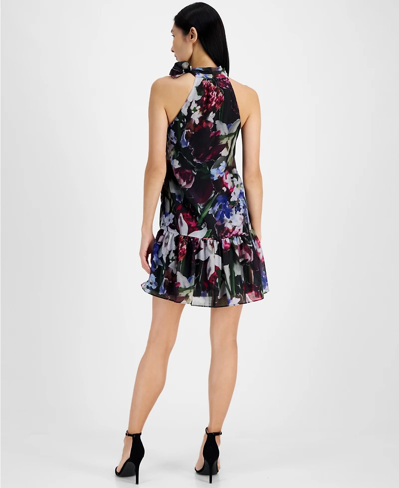 Anne Klein Women's Floral Side-Bow Halter Dress