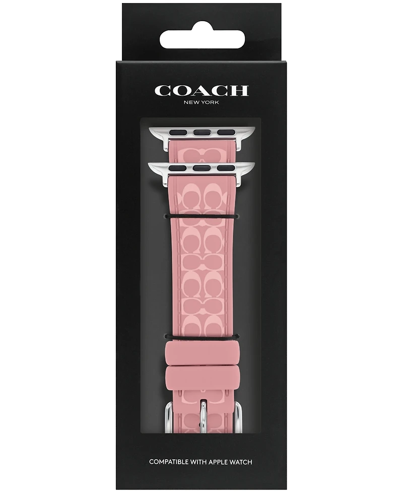 Coach Women's True Pink Silicone Apple Watch Strap 38mm, 40mm, 41mm