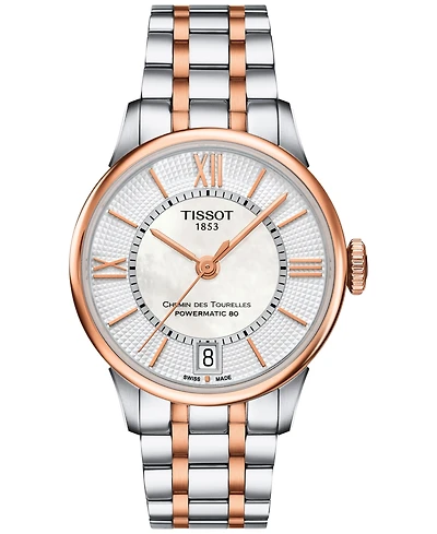 Tissot Women's Swiss Automatic Chemin Des Tourelles Powermatic 80 Two-Tone Stainless Steel Bracelet Watch 32mm