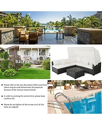 6 Pieces Patio Rattan Furniture Set with Retractable Canopy
