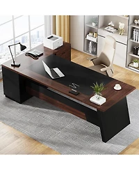 Tribesigns 78" L-Shaped Executive Desk, Large Office Desk with Drawers and Lateral File Cabinet, Business Furniture with Storage Shelves, Modern Compu