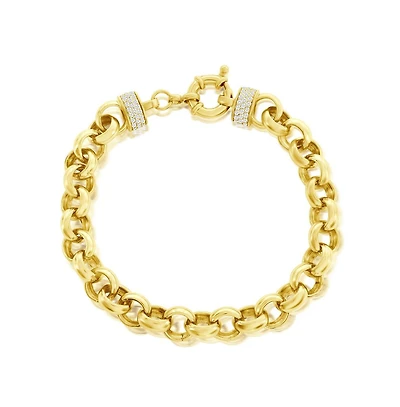 Simona Sterling Silver, Heavy Chain Link Cz Bracelet