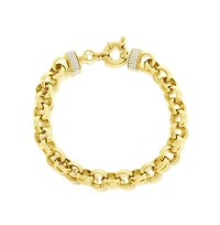 Simona Sterling Silver, Heavy Chain Link Cz Bracelet