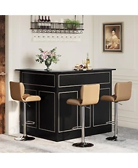 Tribesigns Bar Cabinet, L-Shaped Home Table with Stemware Racks, 4-Tier Corner Unit Liquor Wine Reception Desk for Pub