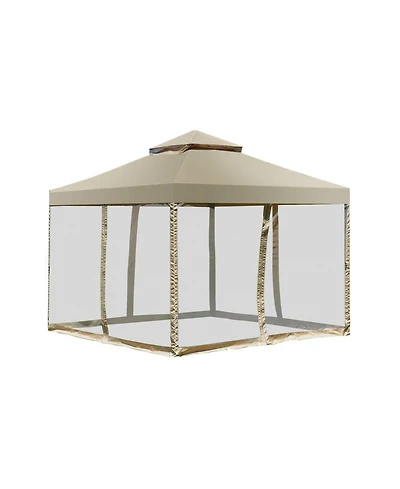 Sugift Outdoor 2-Tier 10 Feet x 10 Feet Screw-free Structure Shelter Gazebo Canopy