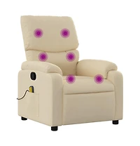 vidaXL Massage Recliner Chair Cream Fabric