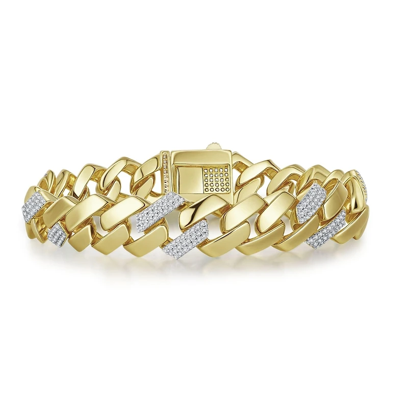 Rachel Glauber Clear Cubic Zirconia Miami Cuban Curb Link Bracelet