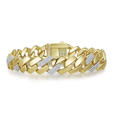 Rachel Glauber Clear Cubic Zirconia Miami Cuban Curb Link Bracelet
