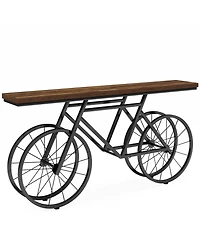 Tribesigns 70.9-Inch Extra Long Console Table, Narrow Sofa Table, Modern Industrial Entryway Table Behind Couch Table, Rustic Brown