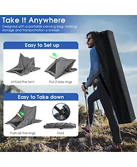 Pop-up Camping Tent for 2-3 People with Carry Bag and Rainfly for Backpacking Hiking Trip-Gray