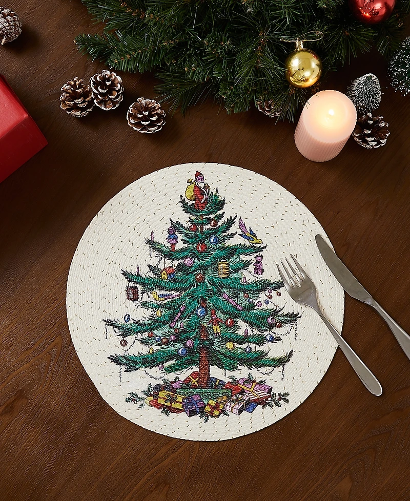 Spode Christmas Tree Polyester 4 Piece Placemat, 15" x 15"