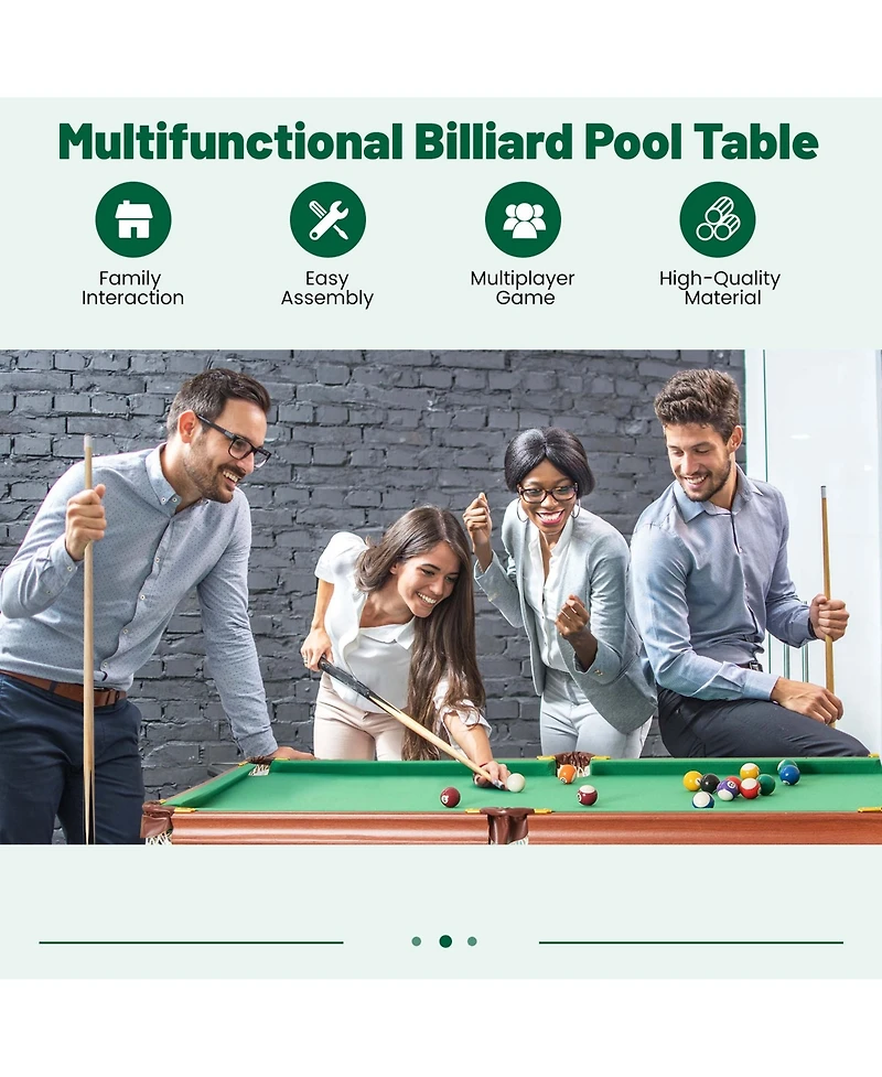 Folding Pool Table Set with Foldable Legs Adjustable Foot Levelers 2 Cues 2 Chalks