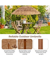 6.5 Ft Hula Thatched Tiki Beach Umbrella 30° Tilting Hawaiian Style Umbrella