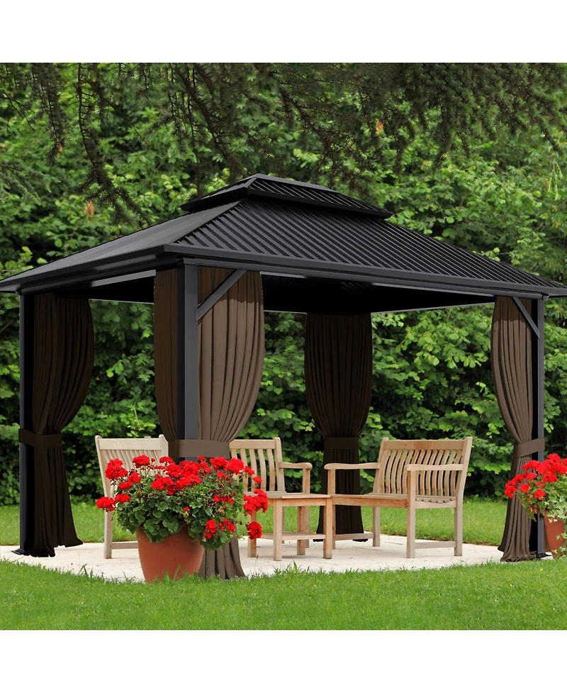 Aoodor Gazebo Curtain Replacement-Universal 4-Panel Sidewalls 10'x10',Patio Privacy Curtains with Double Zipper,Uv Resistant,Perfect for Outdoor Canop