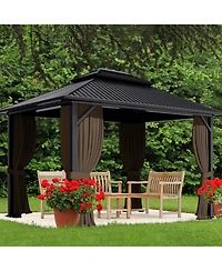 Aoodor Gazebo Curtain Replacement-Universal 4-Panel Sidewalls 10'x10',Patio Privacy Curtains with Double Zipper,Uv Resistant,Perfect for Outdoor Canop