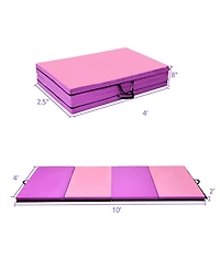 Costway 4'x 10'x 2''Folding Gymnastics Tumbling Mat Indoor Outdoor Gym Stretching Yoga