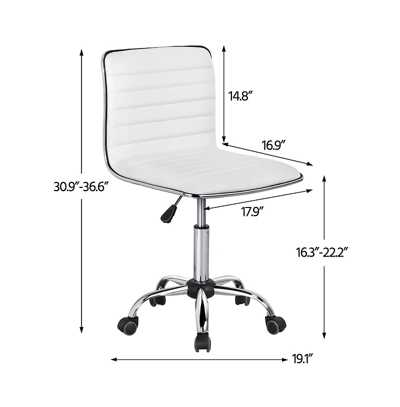 Yaheetech Pu Leather Low Back Swivel Armless Office Chair