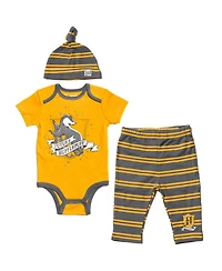 Harry Potter Baby Boys Gryffindor Hufflepuff Ravenclaw Baby Bodysuit Pants and Hat 3 Piece Outfit Set Newborn to