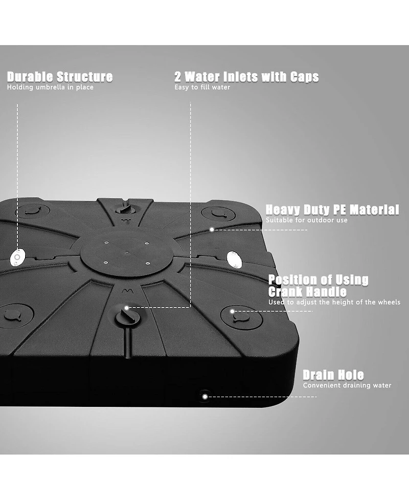 Skonyon 260 lbs Offset Patio Umbrella Base with Wheels Sand Water Filled