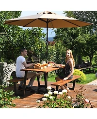 Patented 70 Inch Dining Table Set with Seats and Umbrella Hole