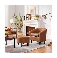 Yaheetech Contemporary Faux Leather Club Chair and Ottoman Set